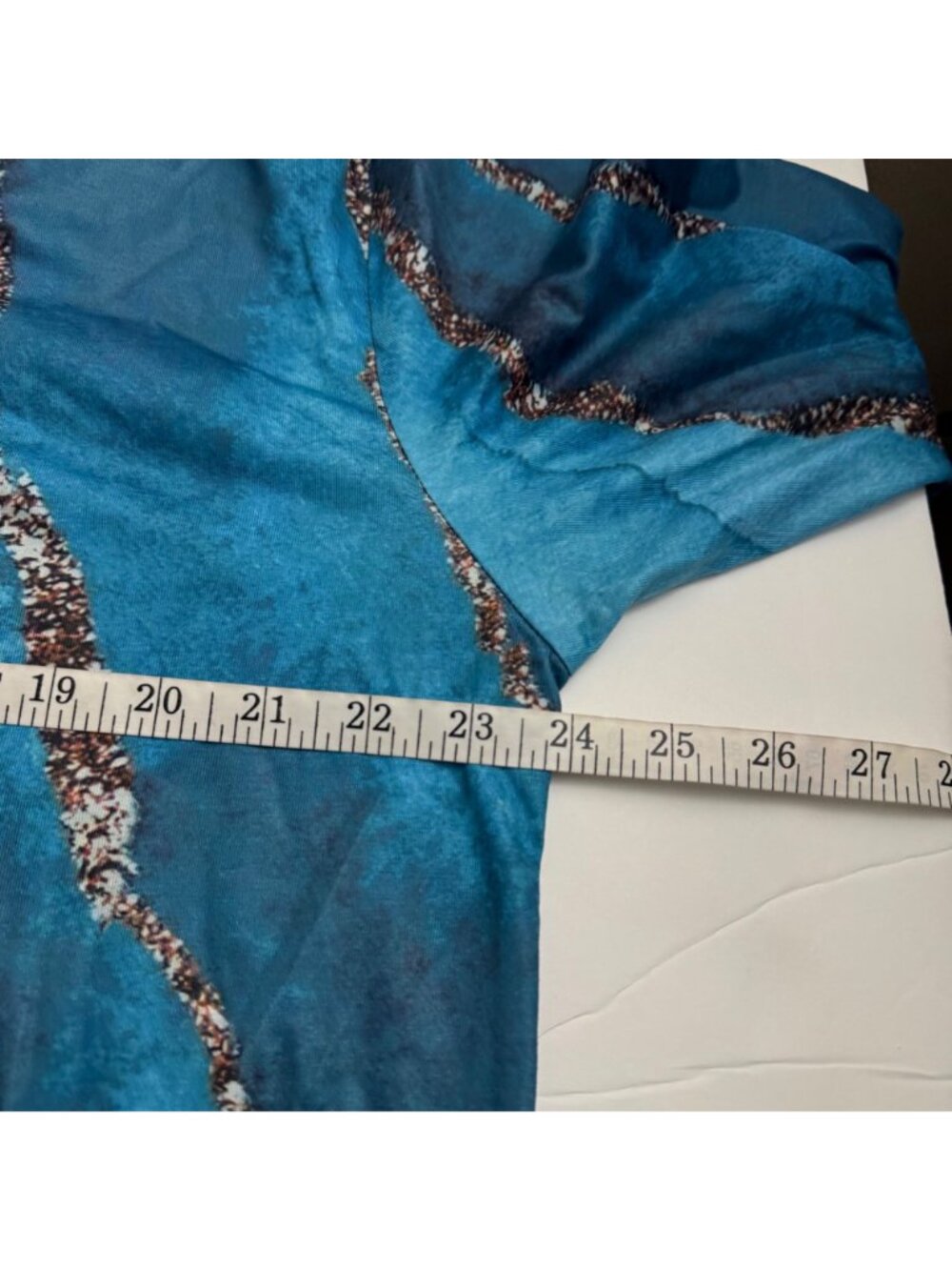 Made with Love NEW Blouse Cowl Neck Teal Long Sleeve Women's XXL Marble - Picture 7 of 9